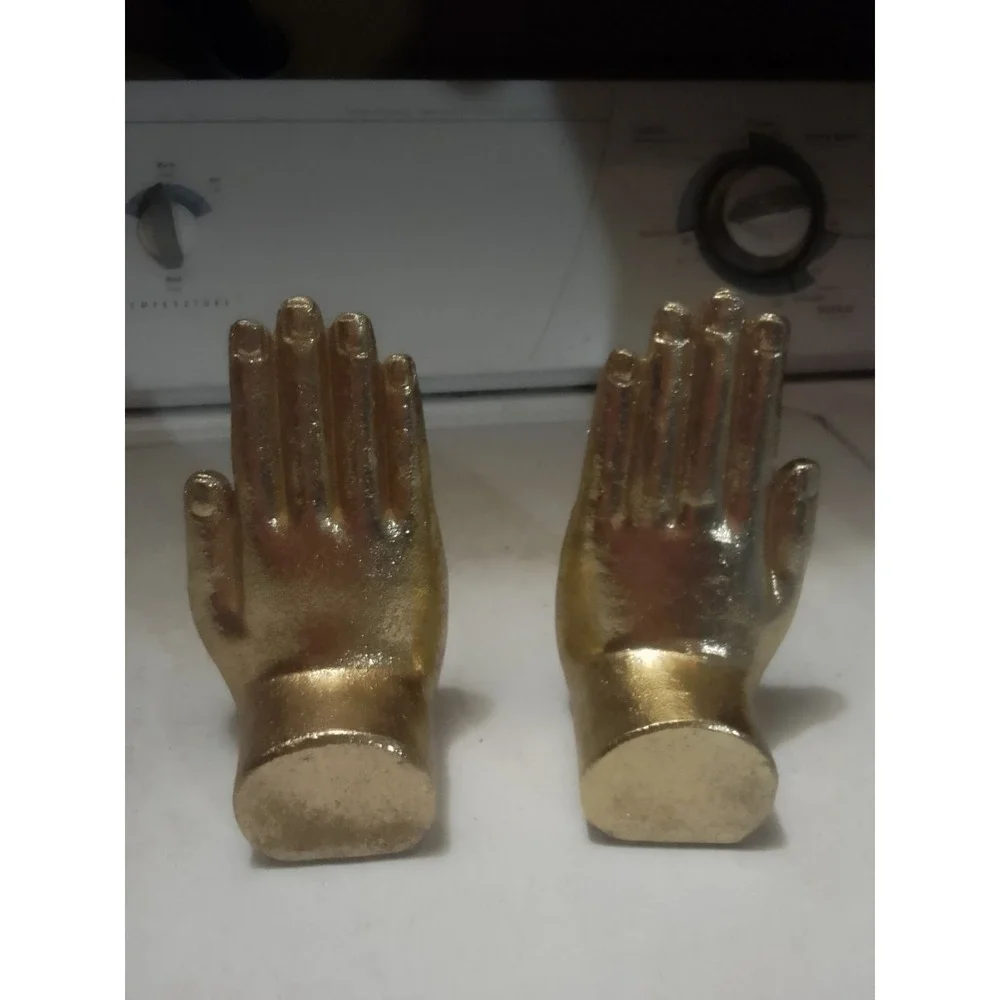 Set Of Two Gold Tone Praying‎ Hands Bookends